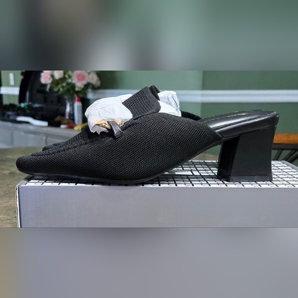 Women's Knit Pointed Toe Chunky Heel Mules #939 - Picture 6 of 15